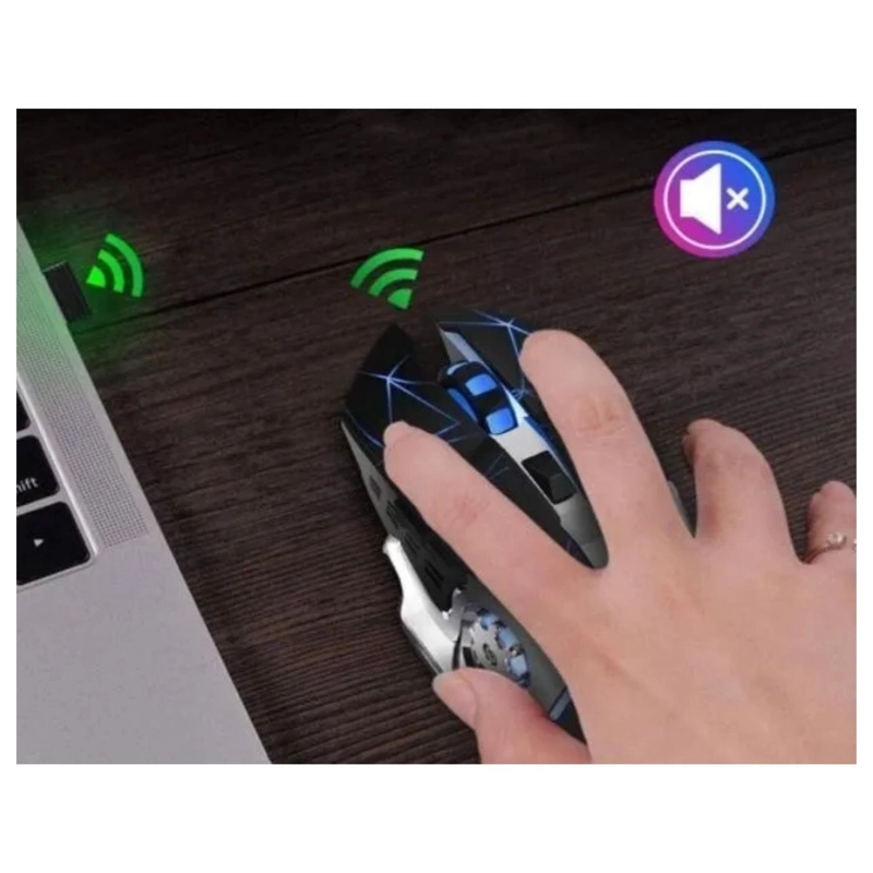 MOUSE GAMER INALAMBRICO RECARGABLE DPI 2400 NEGRO - 4