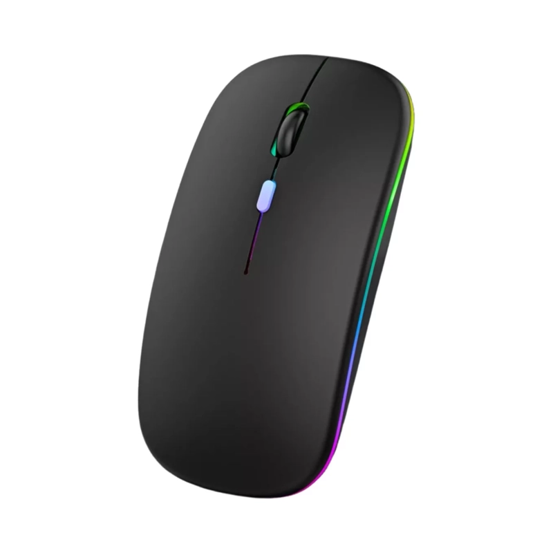 MOUSE INALAMBRICO BLUETOOTH LUCES LED RECARGABLE NEGRO - 1