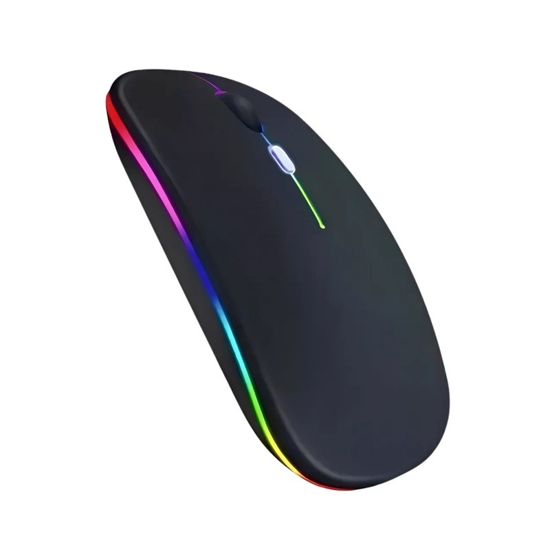 MOUSE INALAMBRICO BLUETOOTH LUCES LED RECARGABLE NEGRO - 3