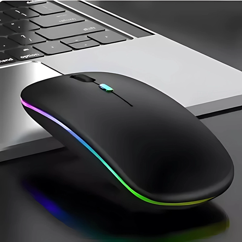 MOUSE INALAMBRICO BLUETOOTH LUCES LED RECARGABLE NEGRO - 6