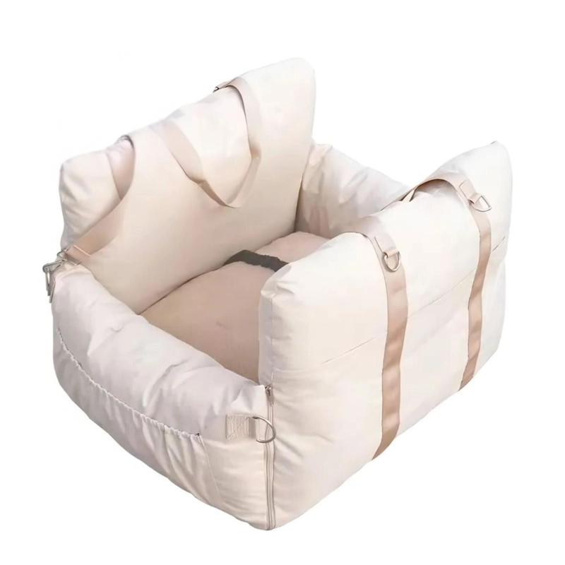 ASIENTO AUTO MASCOTA PERRO GATO LAVABLE 60X50X43 CM BEIGE - 1