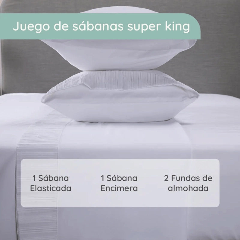 SABANAS COLCHON SUPER KING MICROFIBRA 300 HILOS BLANCO - 2