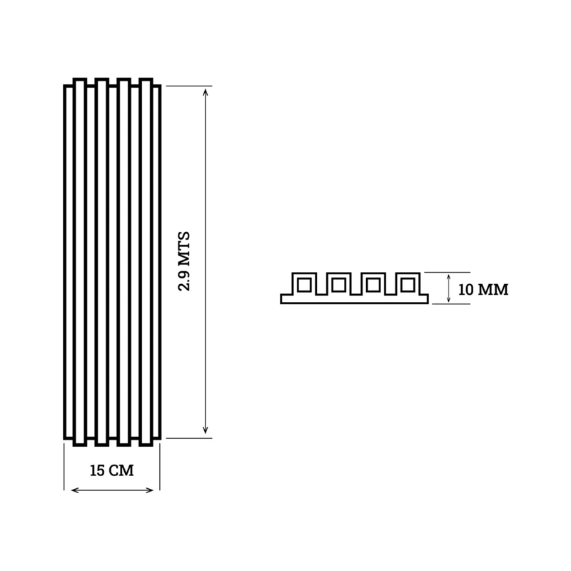PACK 10 PANELS PVC REVESTIMIENTO MURO CIELO 2.9 MTS X16X24 CM GRIS - 3