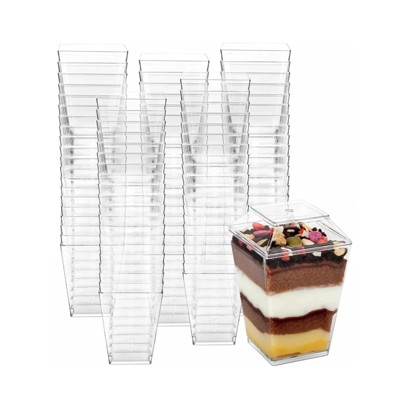 PACK 50 POCILLOS TAPA 150 ML 4X5.8X9.5 CM TRANSPARENTE - 1