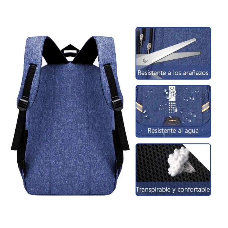 MOCHILA BOLSO COMPUTADORA VIAJE IMPERMEABLE 20 LT AZUL - 4