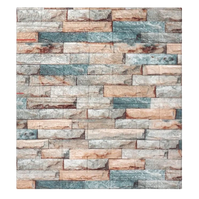 PACK 10 PEGATINAS PARED ESPUMA 3D 70X77 CM PIEDRA ROJIZA - 2