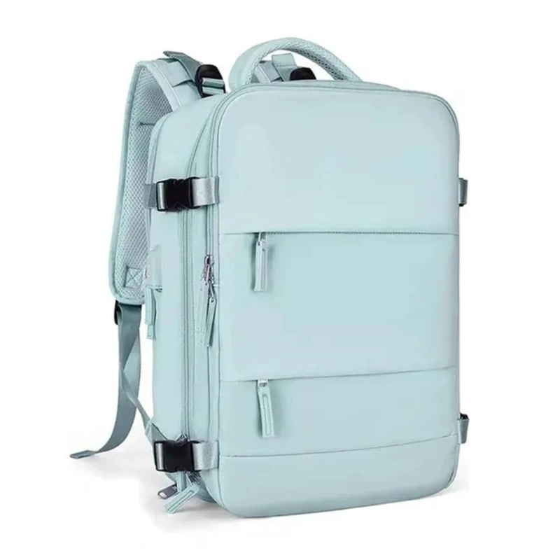 MOCHILA VIAJE GRAN CAPACIDAD MULTIFUNCIONAL IMPERMEABLE 55 LT CELESTE - 2