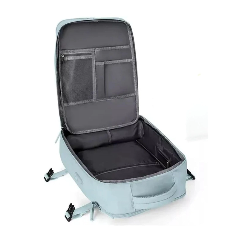 MOCHILA VIAJE GRAN CAPACIDAD MULTIFUNCIONAL IMPERMEABLE 55 LT CELESTE - 4