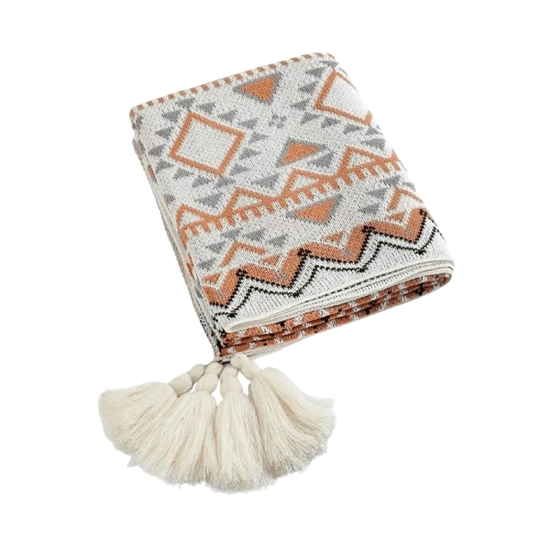 MANTA TEJIDA DECORATIVA 152X127 GEOME TRICO - 1