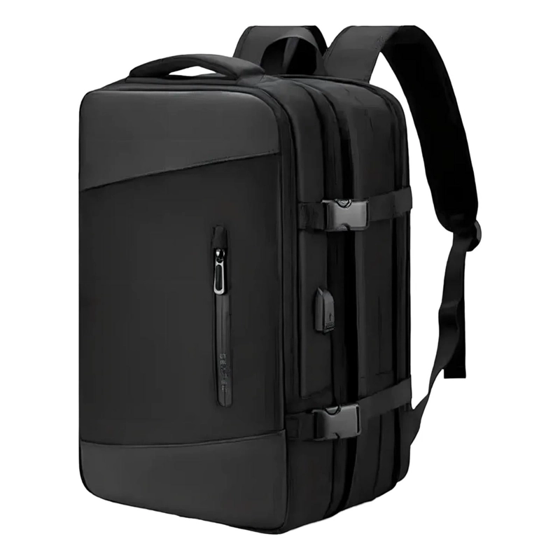 MOCHILA EXPANDIBLE VIAJE MULTIUSO IMPERMEABLE 40 LT NEGRO - 1