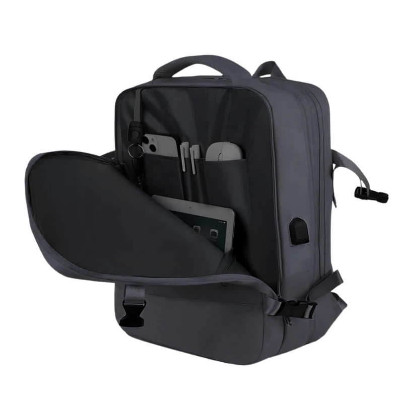 MOCHILA EXPANDIBLE VIAJE MULTIUSO IMPERMEABLE 40 LT NEGRO - 2