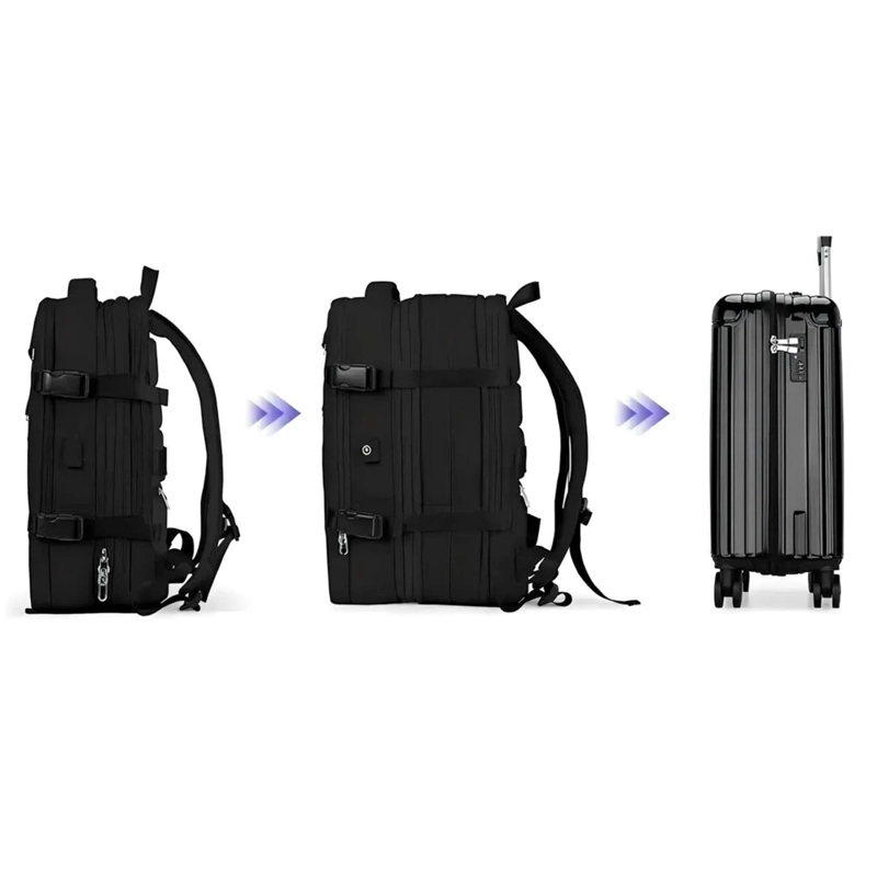 MOCHILA EXPANDIBLE VIAJE MULTIUSO IMPERMEABLE 40 LT NEGRO - 4