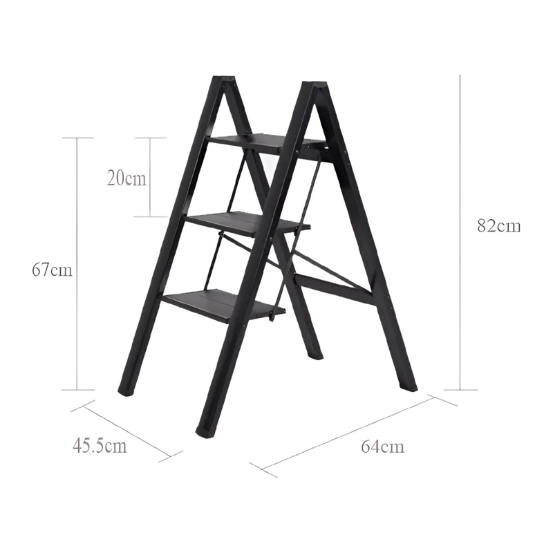 ESCALERA BANQUETA PLEGABLE PORTATIL 3 ESCALONES 120 KG 46X4.6X88 CM - 3