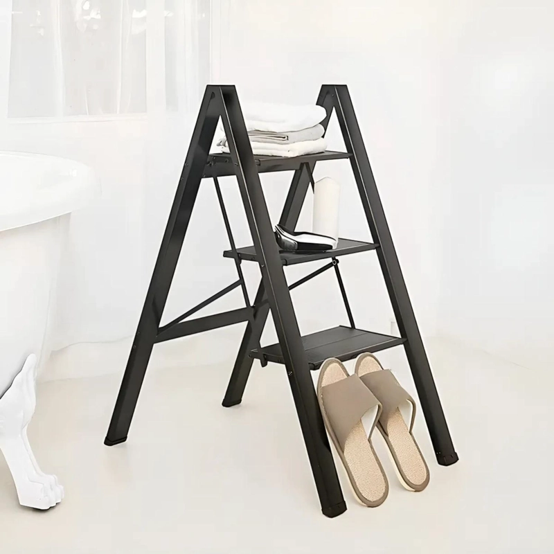 ESCALERA BANQUETA PLEGABLE PORTATIL 3 ESCALONES 120 KG 46X4.6X88 CM - 4