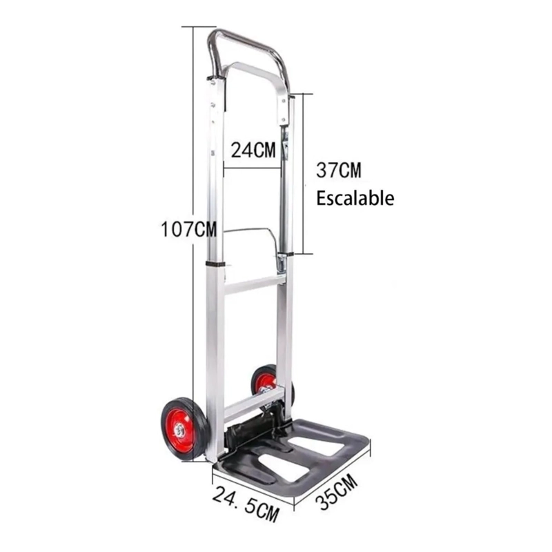 CARRO PLEGABLE ALUMINIO TRANSPORTE CARGA 100 KG - 3