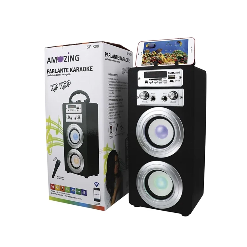 PARLANTE BLUETOOTH KARAOKE INALAMBRICO 10 WATT NEGRO - 4