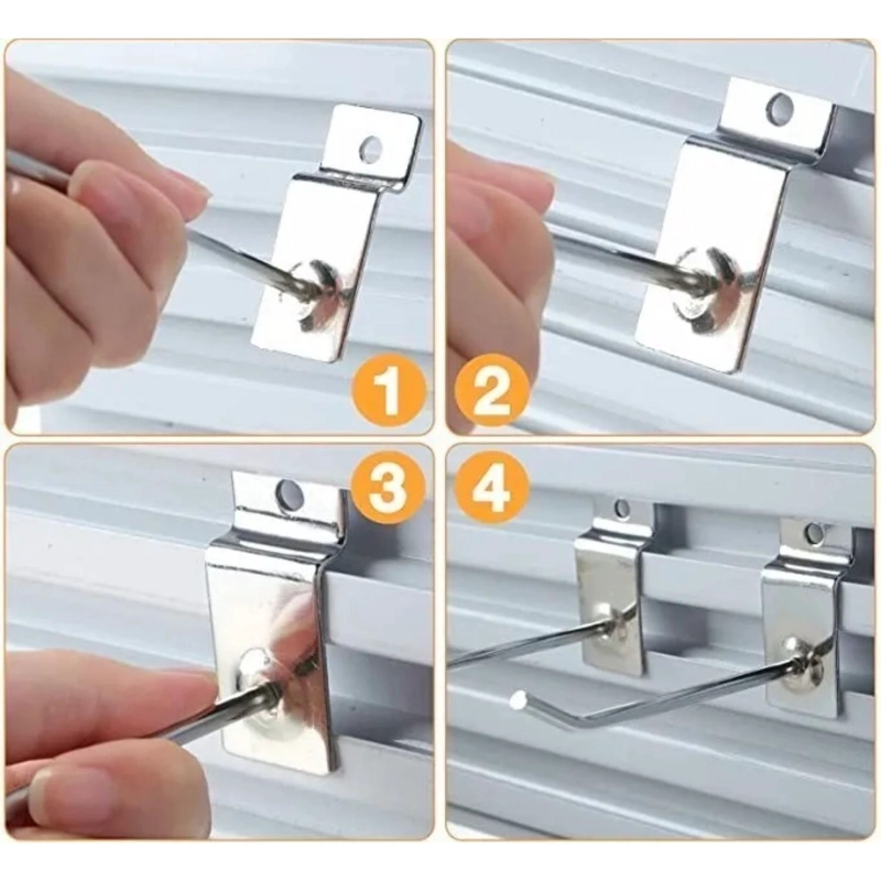PACK 100 GANCHOS GANCERAS PANEL RANURADO 15 CM - 6