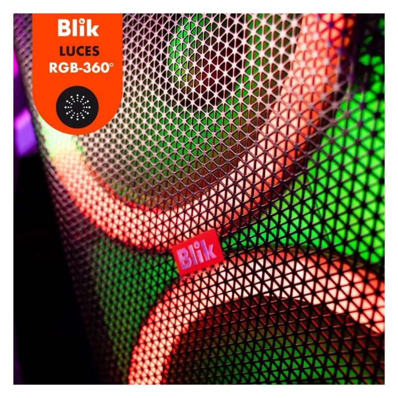 PARLANTE BLUETOOTH KARAOKE LED BLIK 45000 WATT NEGRO - 4