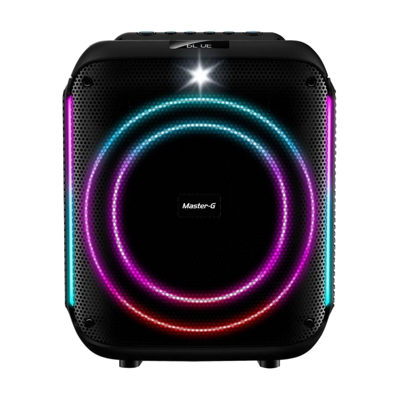 PARLANTE MINI BLUETOOTH PORTATIL KARAOKE LED MASTER-G 60 WATT NEGRO - 1
