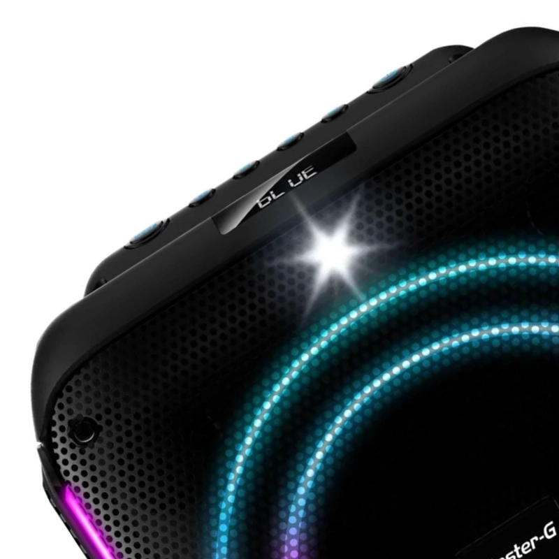 PARLANTE MINI BLUETOOTH PORTATIL KARAOKE LED MASTER-G 60 WATT NEGRO - 3