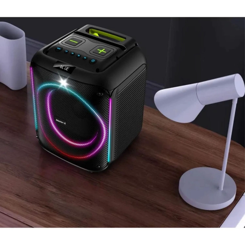 PARLANTE MINI BLUETOOTH PORTATIL KARAOKE LED MASTER-G 60 WATT NEGRO - 4