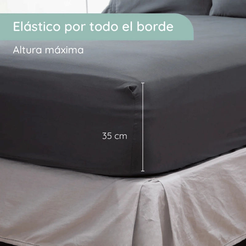 SABANAS COLCHON SUPER KING MICROFIBRA 300 HILOS GRIS OSCURO - 2