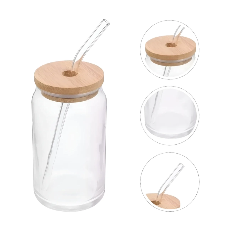 PACK 10 VASO LARA VIDRIO BOMBILLA TAPA BAMBU 550 ML - 4
