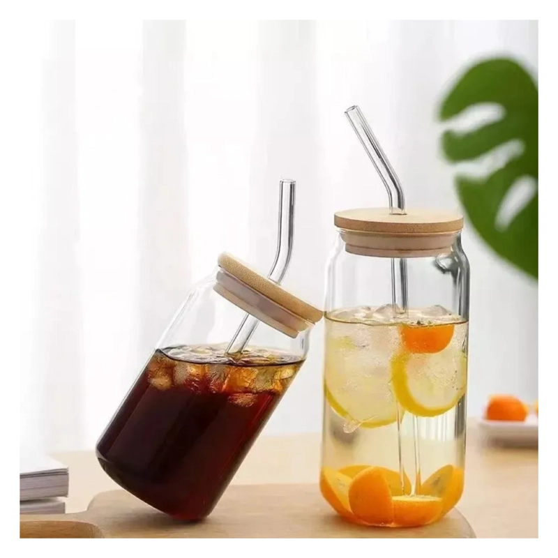 PACK 10 VASO LARA VIDRIO BOMBILLA TAPA BAMBU 550 ML - 6