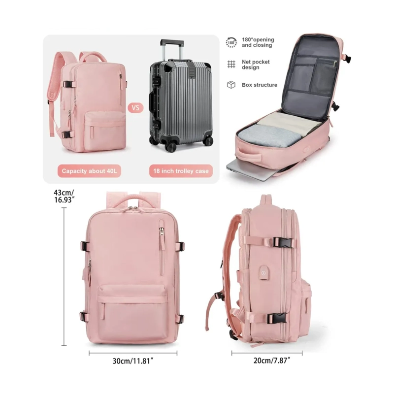 MOCHILA VIAJE SENDERISMO IMPERMEABLE 34 LT ROSA - 5