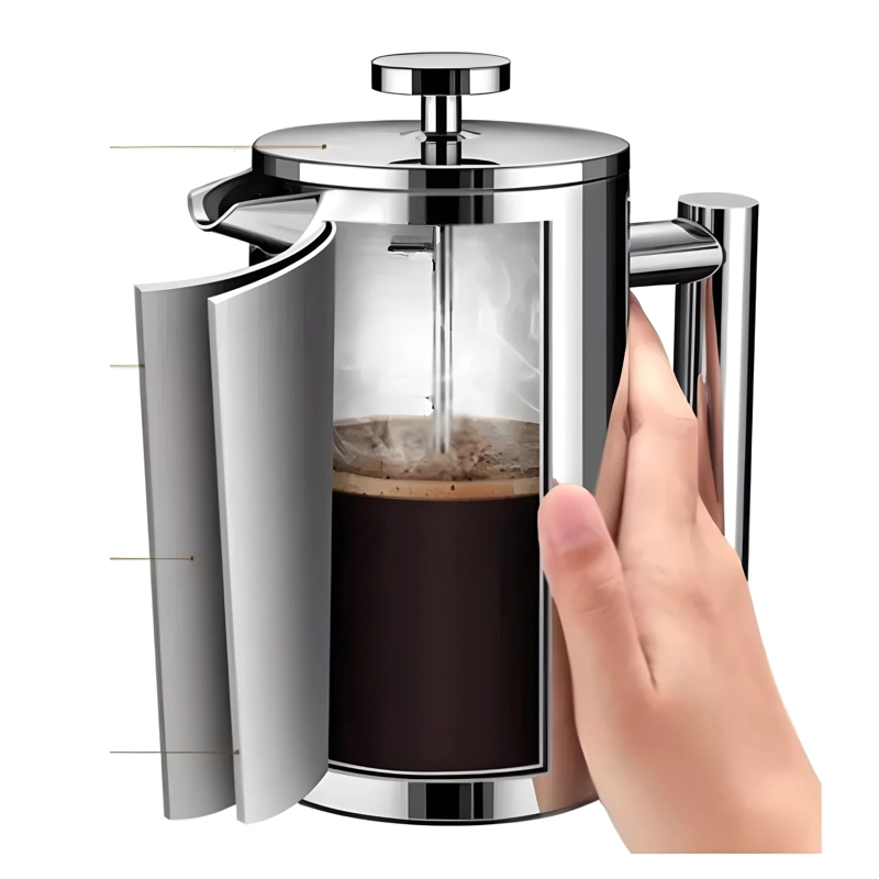 CAFETERA PRENSA FRANCESA ACERO INOXIDABLE 800 ML - 4
