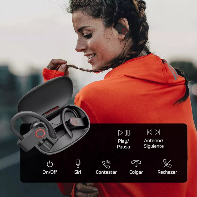 AUDIFONOS DEPORTIVOS INALAMBRICOS BLUETOOTH LINKON NEGRO - 5