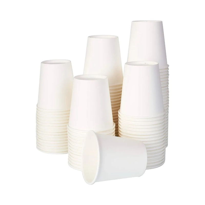 PACK 50 VASOS PAPEL BEBIDAS FRIAS CALIENTES 250 ML BLANCO - 4