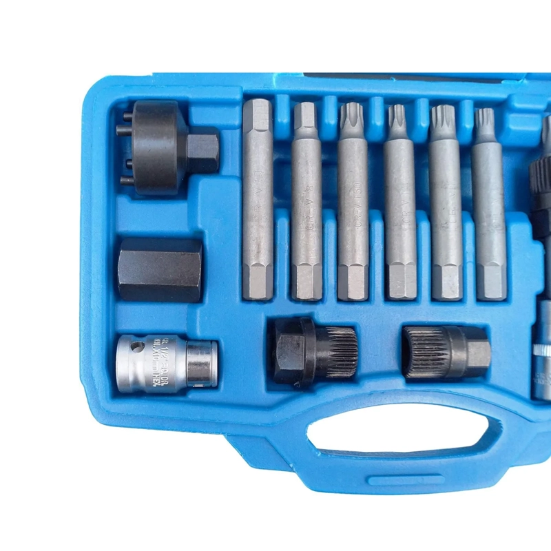 SET 13 PIEZAS EXTRACTOR POLEA ALTERNADOR UNIVERSAL 13.5X23.5X13.5 CM AZUL - 2