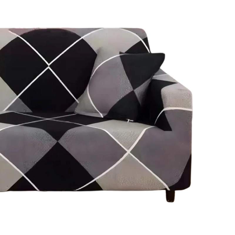 FUNDA PROTECTORA SILLON SOFA TELA ELASTICADA 3 CUERPOS 220 CM DIAMANTES NEGRO - 3