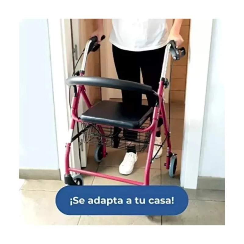 BURRITO ANDADOR ORTOPEDICO PLEGABLE 4 RUEDAS FRENOS ASIENTO - 3