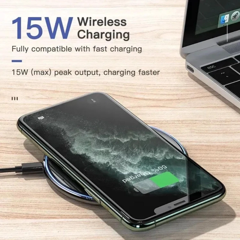 CARGADOR INALAMBRICO CARGA RAPIDA COMPATIBLE IPHONE SAMSUNG XIAOMI 15 WATT - 5