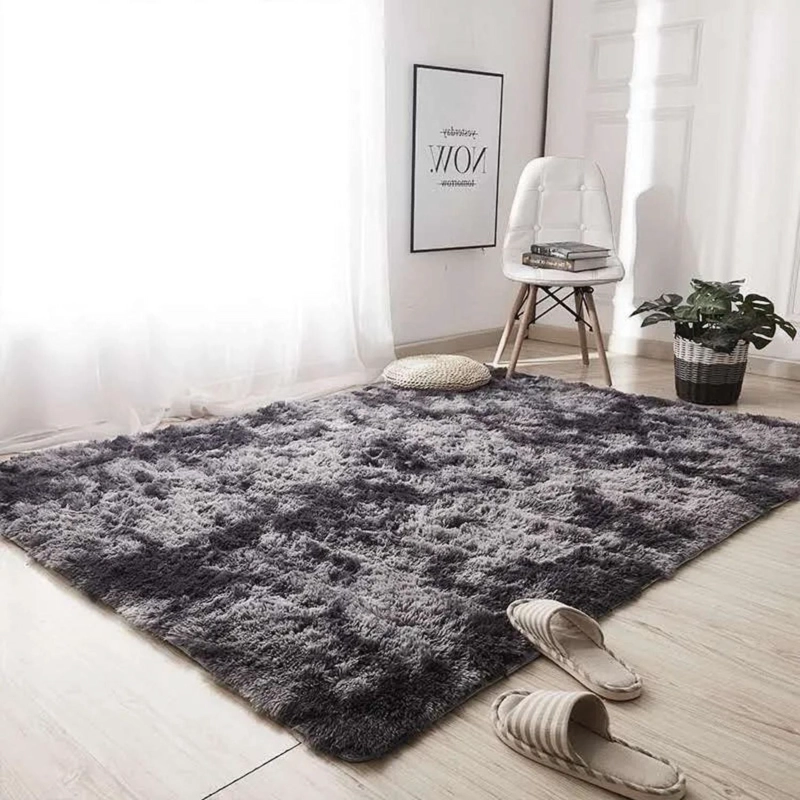 ALFOMBRA PELUDA SUPER SUAVE 2X1.5 MTS GRIS OSCURO JASPEADO - 4