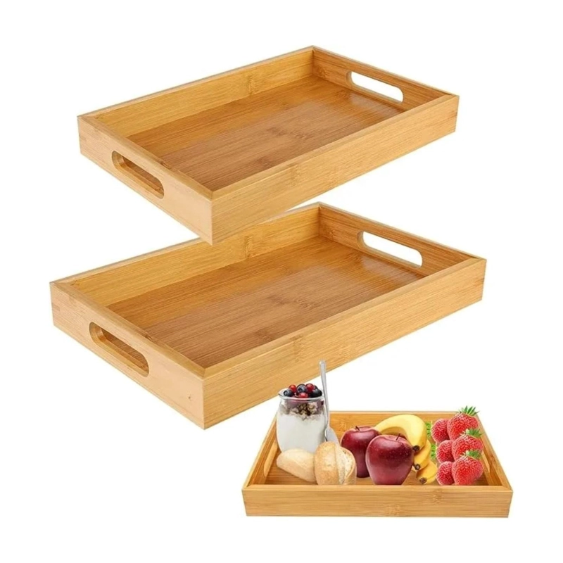 PACK 3 BANDEJAS SERVIR DESAYUNO 40X28X3 CM BAMBU - 2