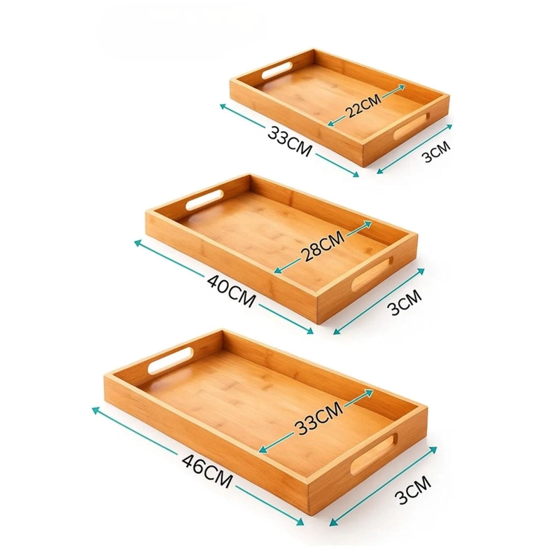 PACK 3 BANDEJAS SERVIR DESAYUNO 40X28X3 CM BAMBU - 4