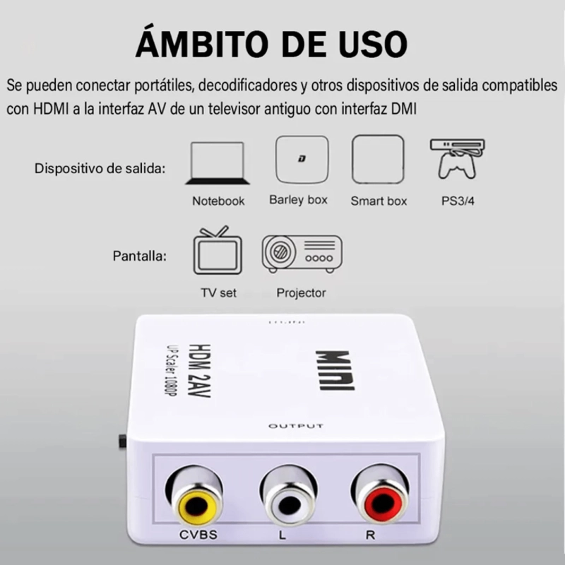 CONVERSOR HDMI RCA AV ADAPTADOR FULL HD 1080P - 720P - 6