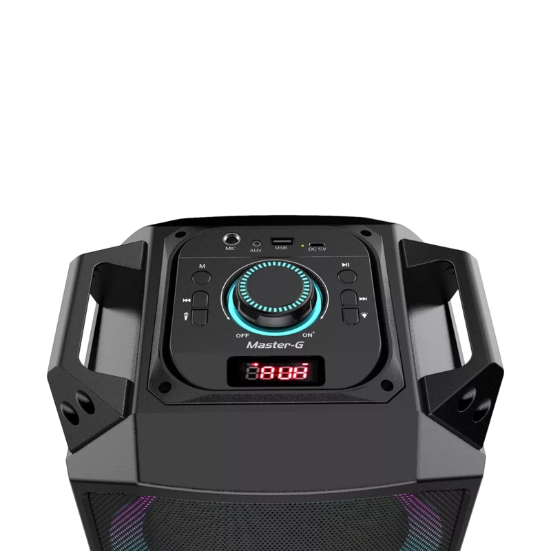 PARLANTE BLUETOOTH PORTATIL KARAOKE MASTER-G 6000 WATT NEGRO - 4