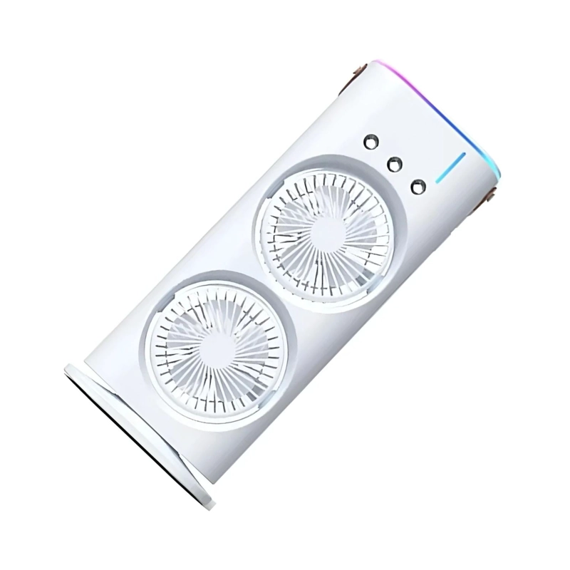 DOBLE VENTILADOR HUMIFICADOR AIRE FRIO ESCRITORIO 500 ML - 2