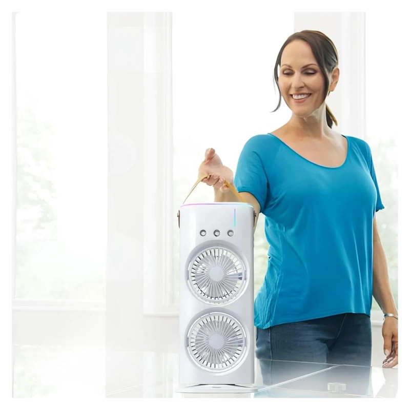 DOBLE VENTILADOR HUMIFICADOR AIRE FRIO ESCRITORIO 500 ML - 3