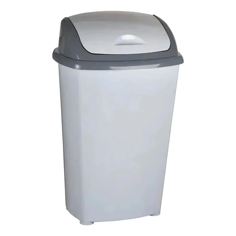 BASURERO PLASTICO BAÑO COCINA TAPA 60 LT GRIS - 1