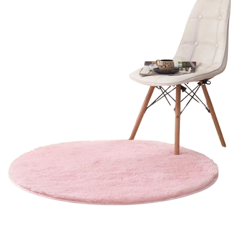 ALFOMBRA REDONDA PELUDA SUPER SUAVE 1.4 MTS ROSA - 3