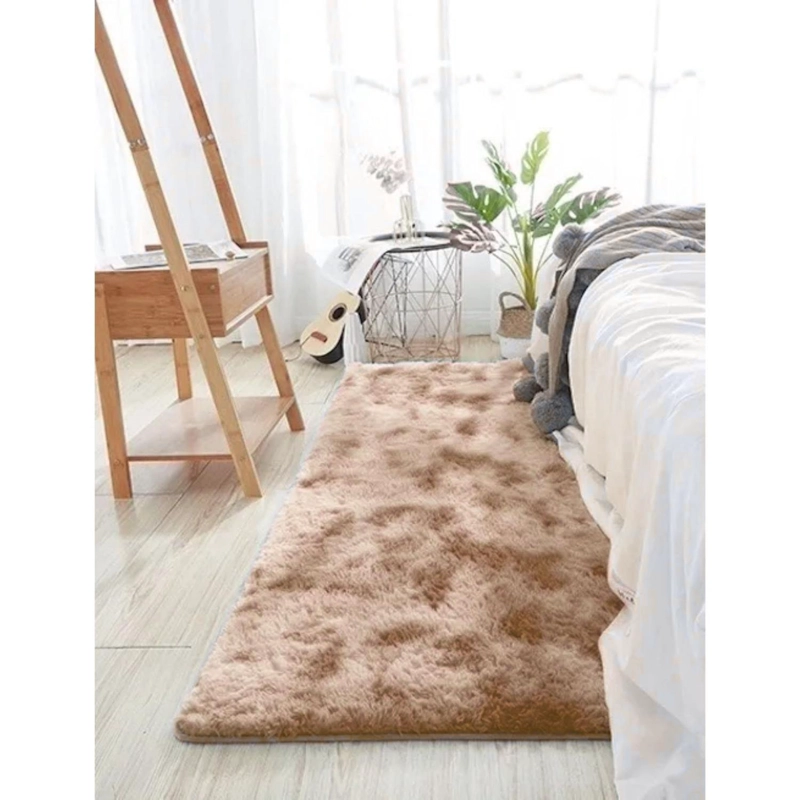 ALFOMBRA BAJADA CAMA PELUDA SUPER SUAVE 161X58 CM CAFE - 3