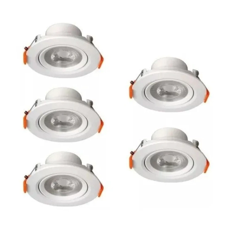 PACK 5 FOCOS LED EMBUTIDO ORIENTABLE LUZ CALIDA 7 WATT - 1