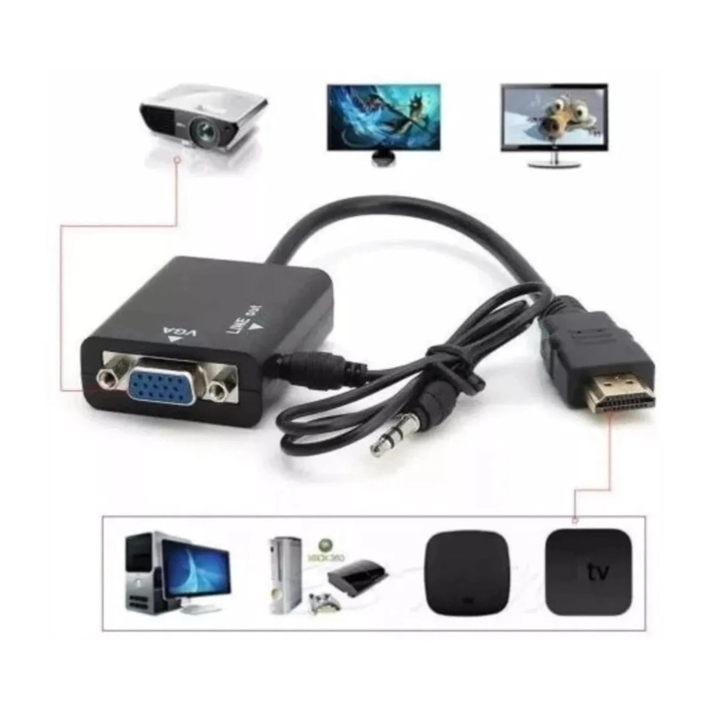 ADAPTADOR CABLE CONVERSION HDMI VGA AUDIO HD - 2