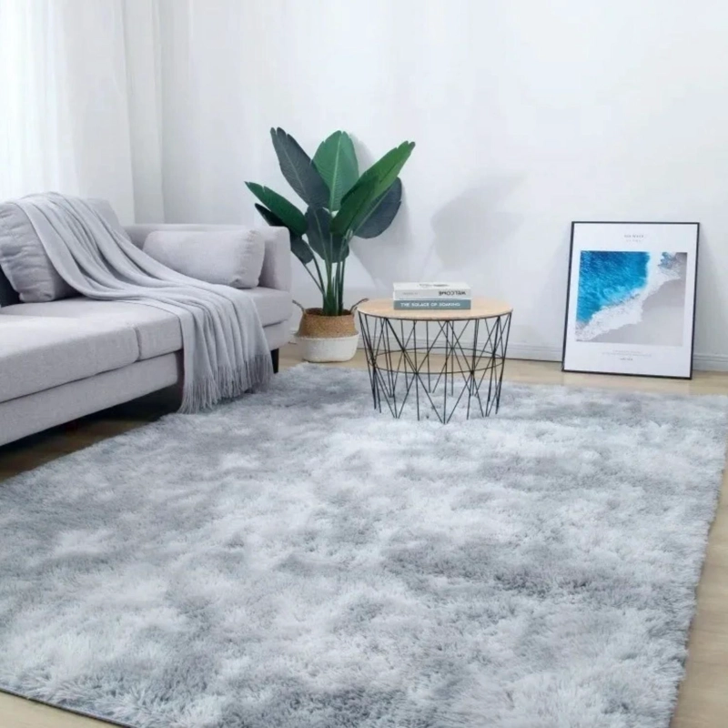 ALFOMBRA BAJADA CAMA PELUDA SUPER SUAVE PLOMO CLARO - 3