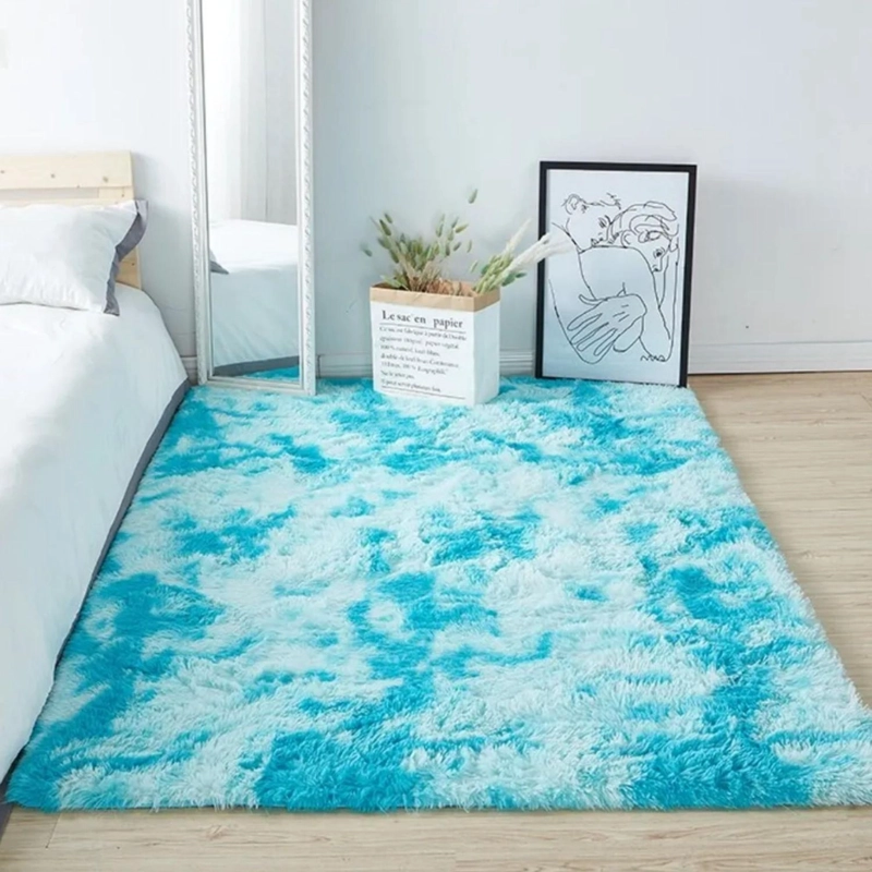 ALFOMBRA PELUDA SUPER SUAVE 2X1.5 MTS TURQUESA JASPEADO - 2